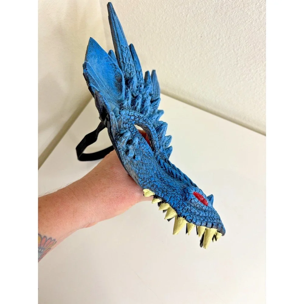 Animal Dragon Halloween Cosplay Costume Blue Red Mask Rubber like